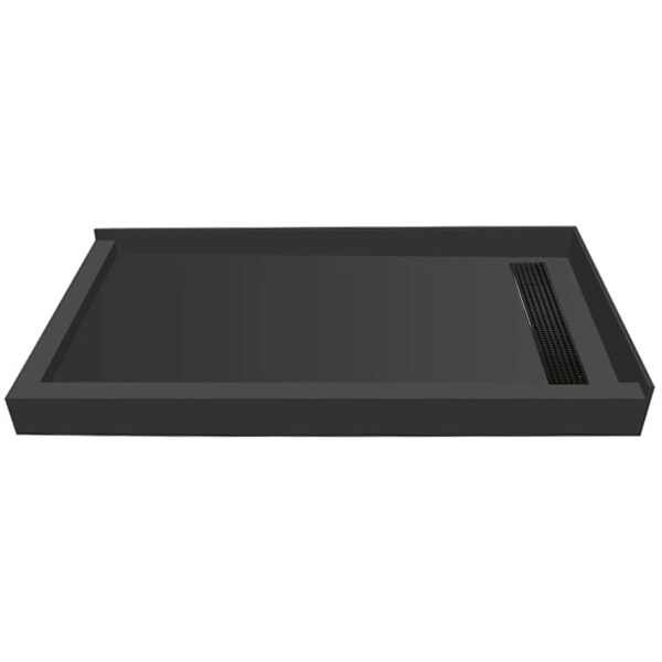 Tile Redi RT3642RDL-PVC Redi Trench 42" X 36" Corner Shower Pan with Double Threshold and 2" Right-Side Drain - Tileable Drain