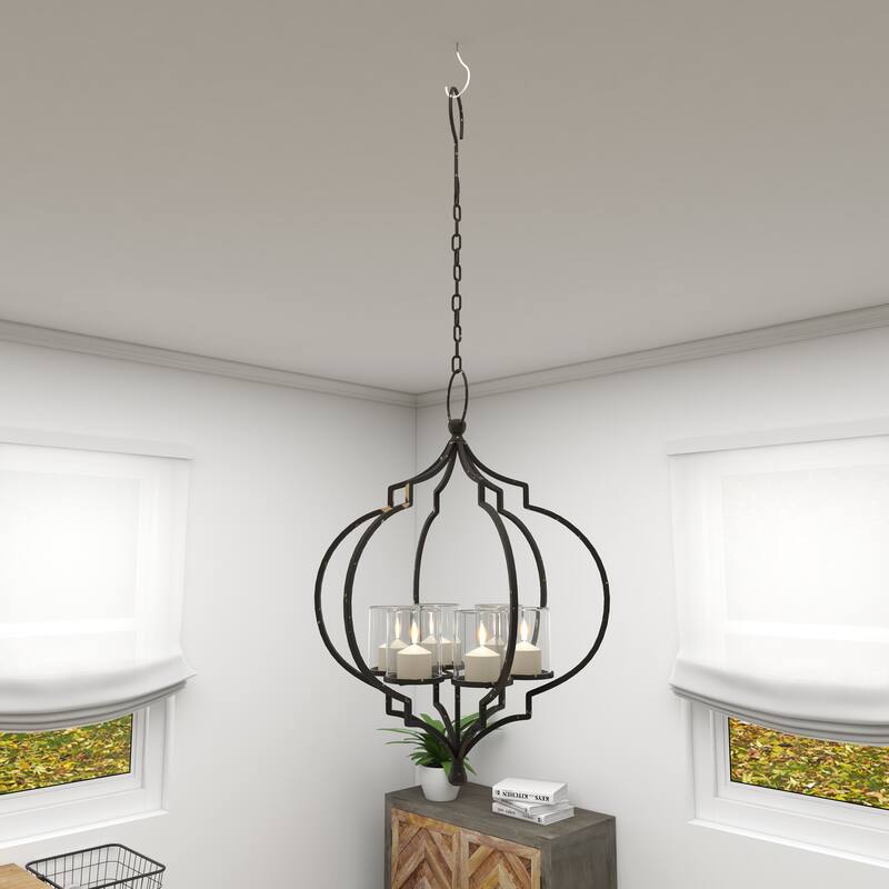 Elegant Decorative Metal Hanging Candelabra - Black or White