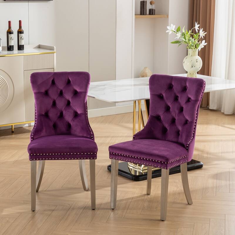 Modern, High-end Tufted Solid Wood Contemporary Velvet Upholstered Dining Chair Set of 2