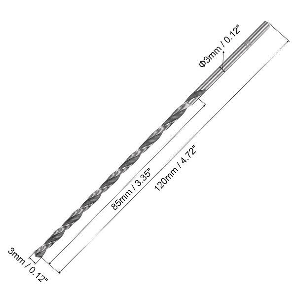 High Speed Steel Straight Shank Twist Drill Bit 3mm Dia. 120mm Length ...
