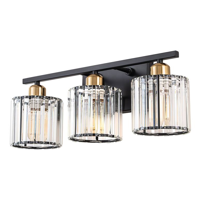 Starsky 3-Light 19inch Modern Bathroom Glass Crystal Vanity Light Wall Sconces