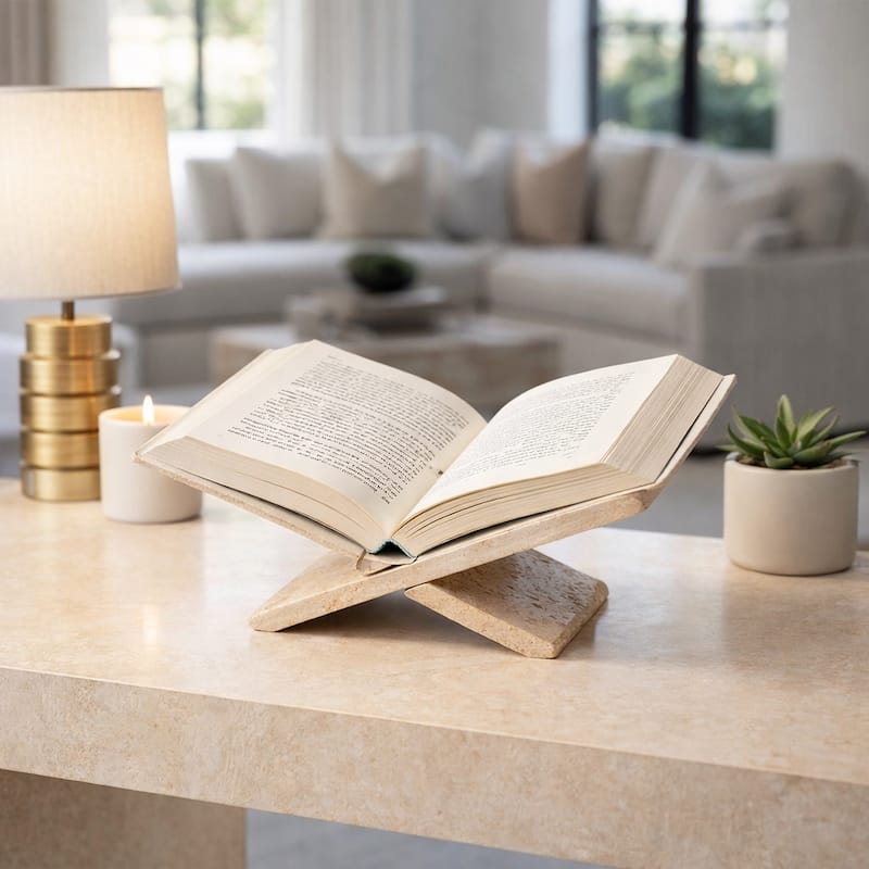 Decorative Travertine Book Stand - 18"