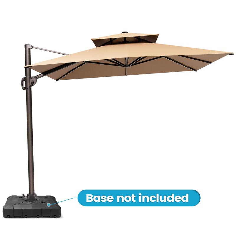 11 x 9 ft Outdoor Rectangular Patio Offset Cantilever Umbrella with 360-degree Rotation and 6 Shade Angles