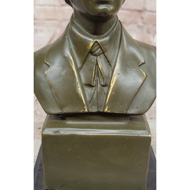 Frédéric Chopin Bronze Bust Sculpture On Marble Base