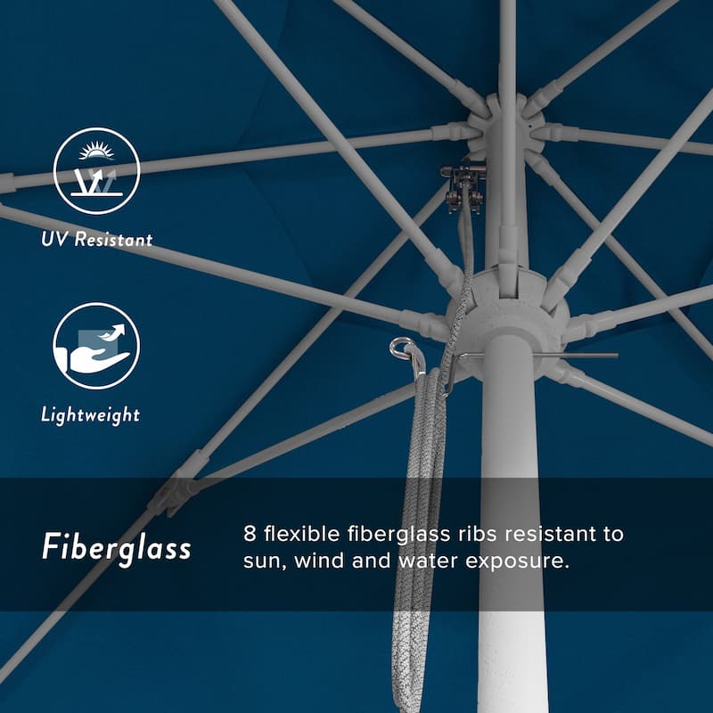 California Umbrella 11' Venture Series Patio Umbrella, White Aluminum Pole Fiberglass Ribs Pulley Lift Pacifica