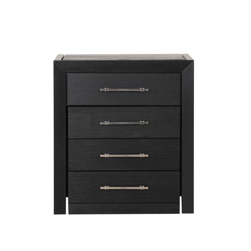 Furniture of America Alaric Modern Black Solid Wood 2-Piece Bedroom Set with 32-inch Makeup Vanity