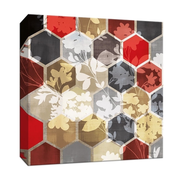 PTM Images 9-146969 PTM Canvas Collection 12" x 12" - "Golden Prism with Red III" Giclee Flowers Art Print on Canvas