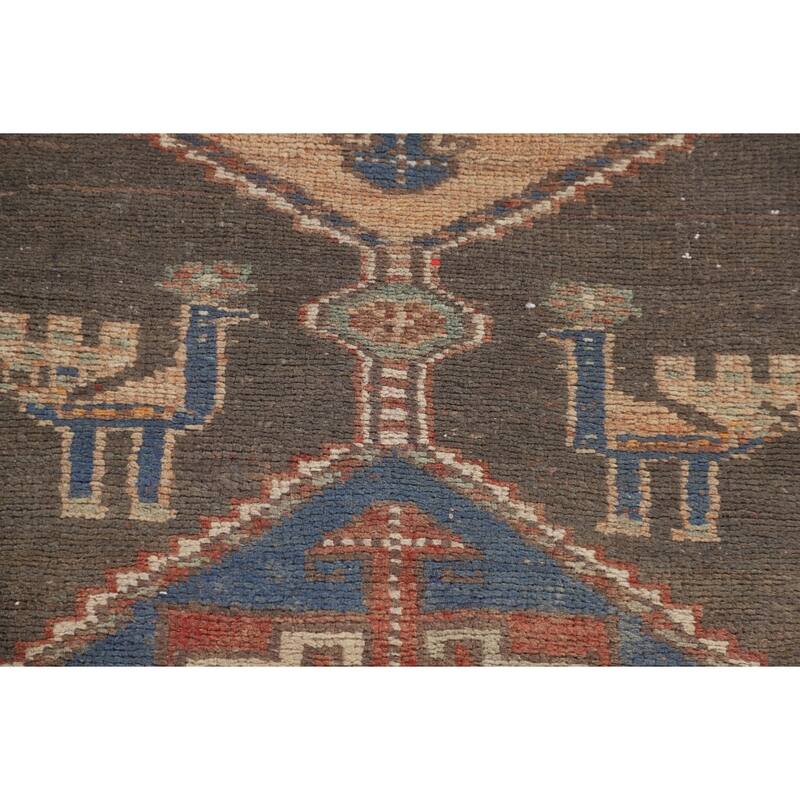 Tribal Ardebil Persian Vintage Runner Rug Handmade Wool Carpet - 3'3"x 11'1"