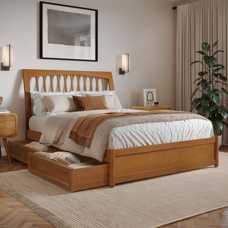 Roslyn Platform Bed with Panel Footboard and Storage Drawers