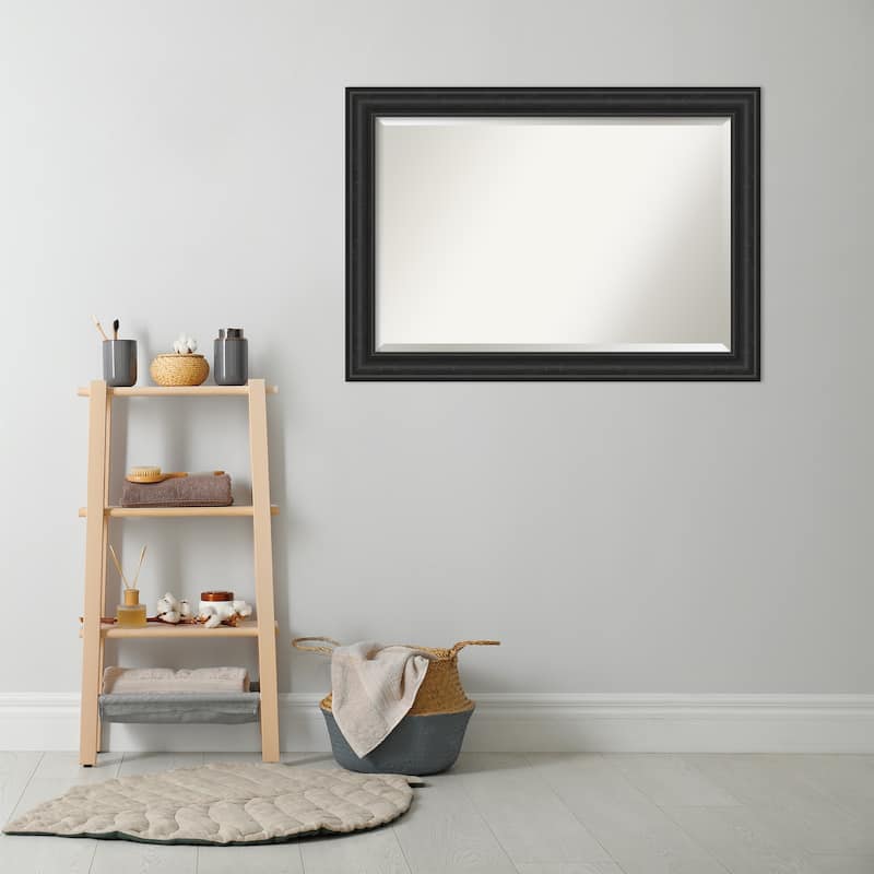 Beveled Bathroom Wall Mirror - Shipwreck Black Frame