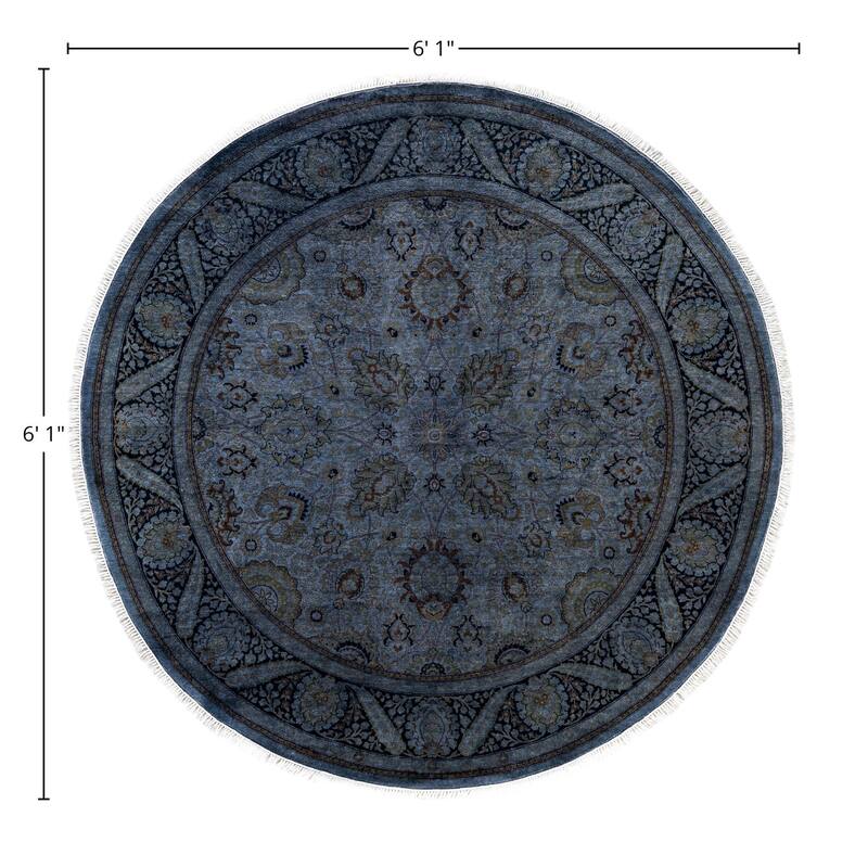 Overdyed One-of-a-Kind Hand-Knotted Area Rug - Gray - 6' 1" x 6' 1"