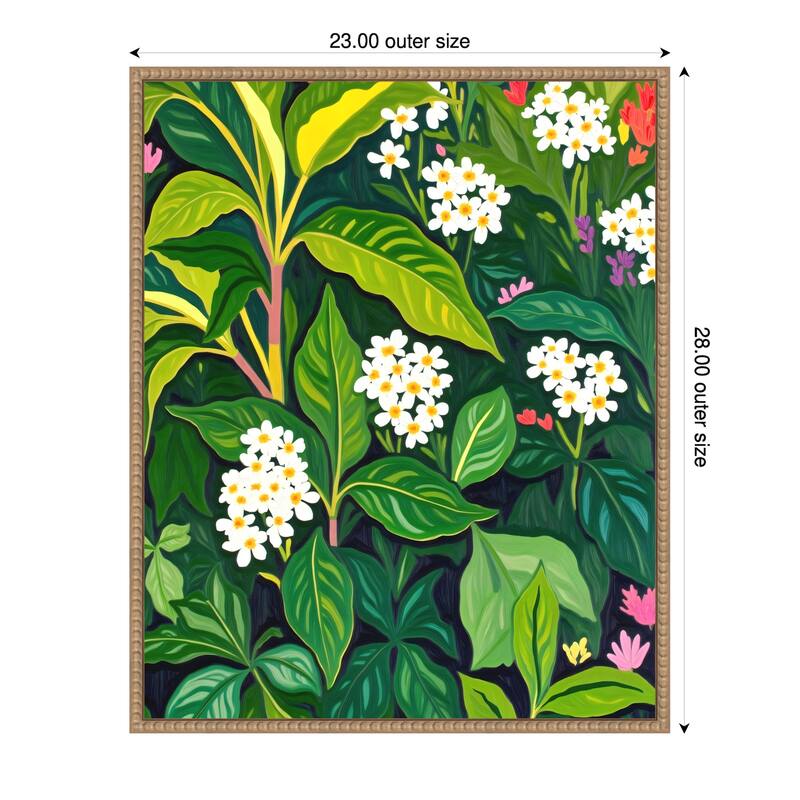 Beneath The Jungle Canopy by Uma Gokhale Framed Canvas Wall Art Print - 23 x 28 in