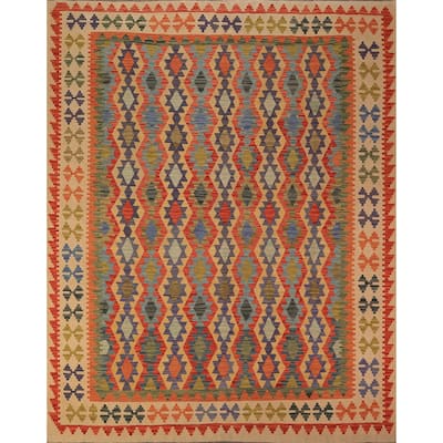 Kilim Oriental Area Rug Living Room Flatweave Wool Carpet - 8'2" x 9'8"