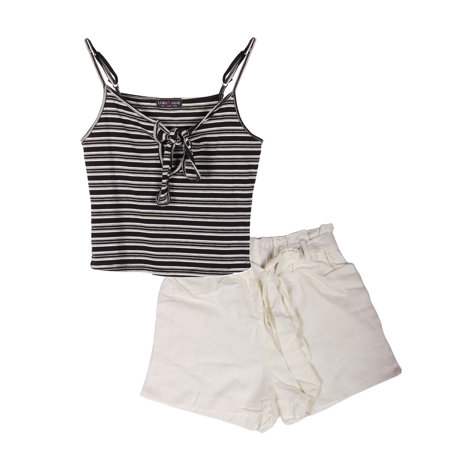 black and white striped shorts outfit
