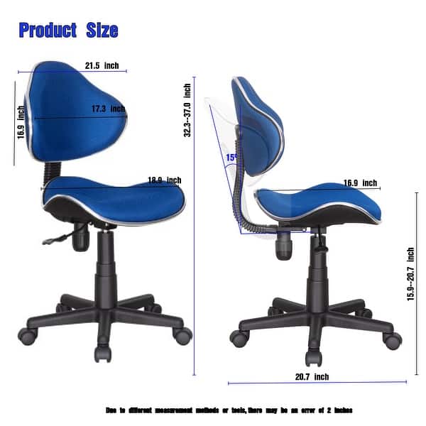 dimension image slide 13 of 19, JJS Ergonomic Mesh Office Chair Adjustable Lumbar Support Computer Desk Chair