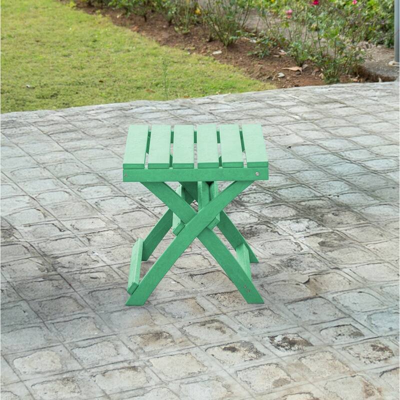 Santorini Fully Assembled All-Weather Recycled HDPE Outdoor Folding Side Table - Green