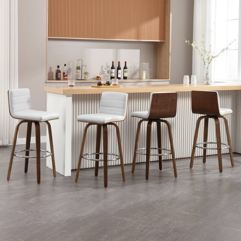 Faux Leather & Wood Swivel Bar Stools/ Counter Stool Set of 2
