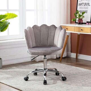 Modern 360 Degree Swivel Velvet Shell Back Home Office Chair with ...