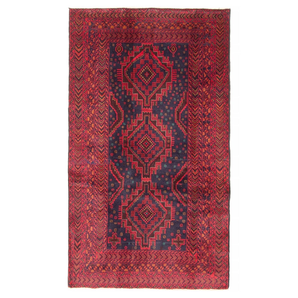 ECARPETGALLERY Hand-knotted Teimani Navy Wool Rug - 3'8 x 6'4