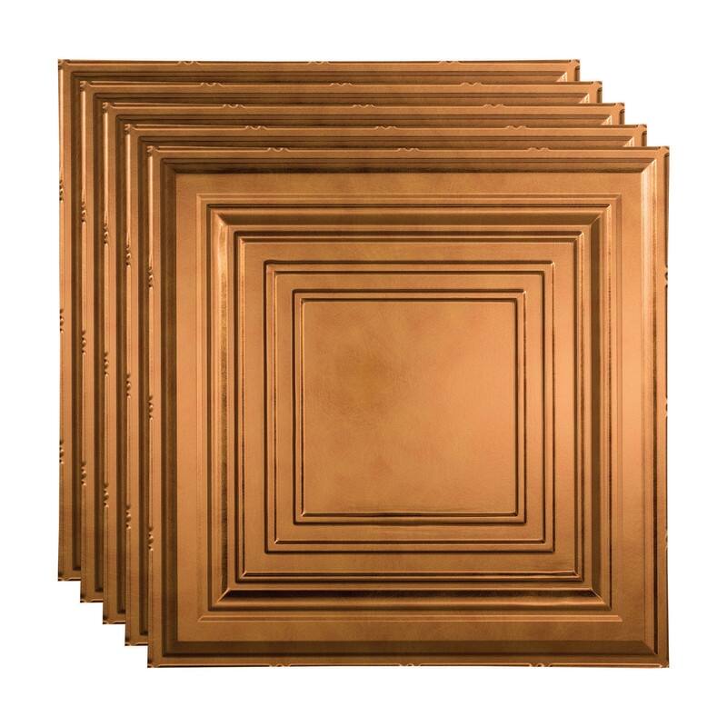FASÄDE Traditional Style 3 Decorative Vinyl 2ft x 2ft Lay in Ceiling Panel in Antique Bronze (5 Pack) - 5 Pack - Antique Bronze