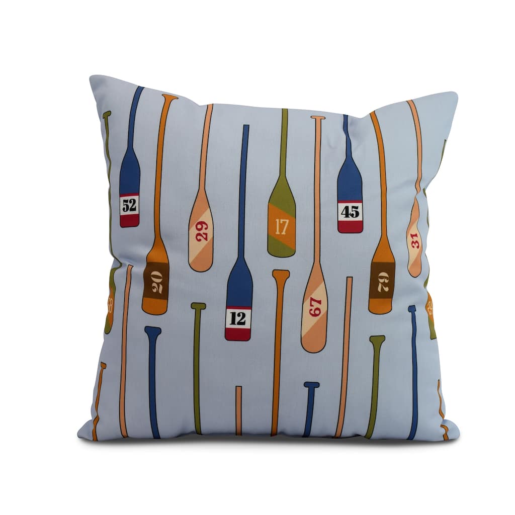 18 x 18 Inch Oar Numbers Geometric Print Outdoor Pillow