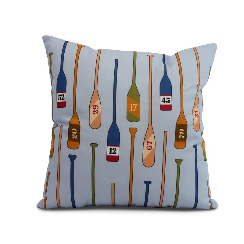 18 x 18 inch Oar Numbers Geometric Print Pillow - Blue