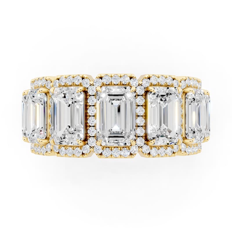 Auriya 14k Gold 5 1/3ctw Emerald Lab Grown Diamond Anniversary Ring (E-F VS)
