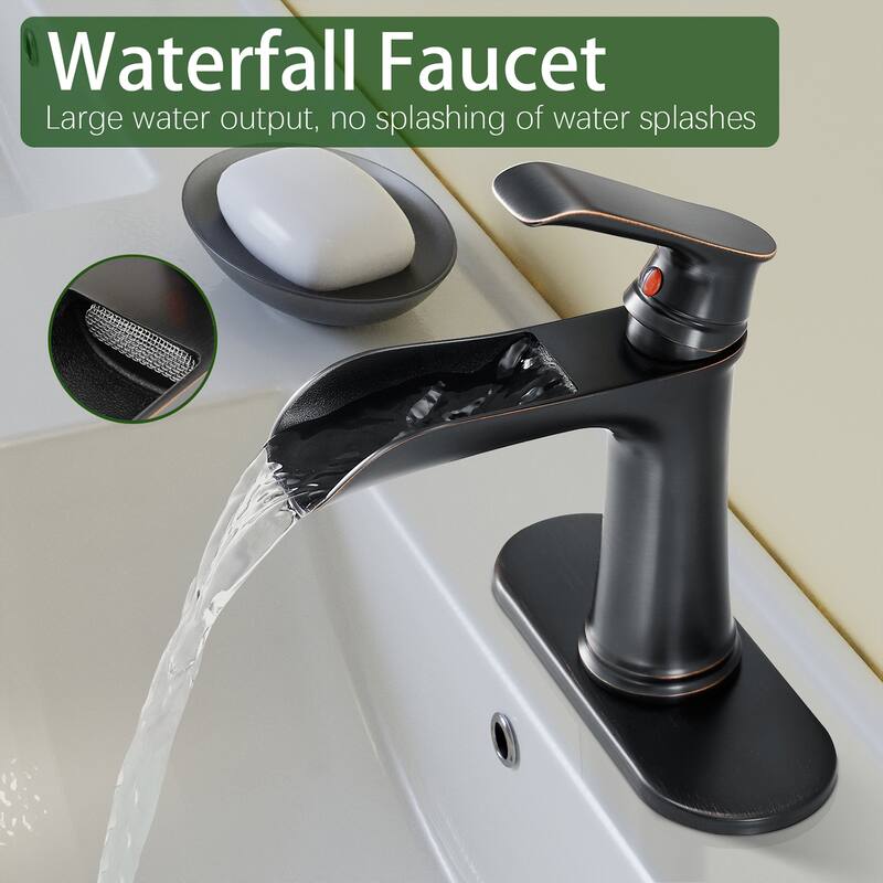Topcraft Single Handle Waterfall Bathroom Faucet with Baseplate