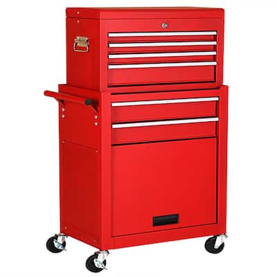 Gymax 2 in 1 Rolling Cabinet Storage Chest Box Garage Toolbox - See Details