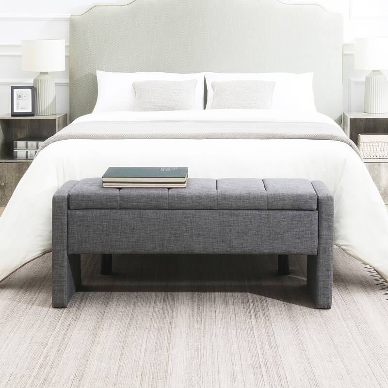 Modern Bed End Bench with Storage,Upholstered Large Foot Rest Stool, Comfy Window