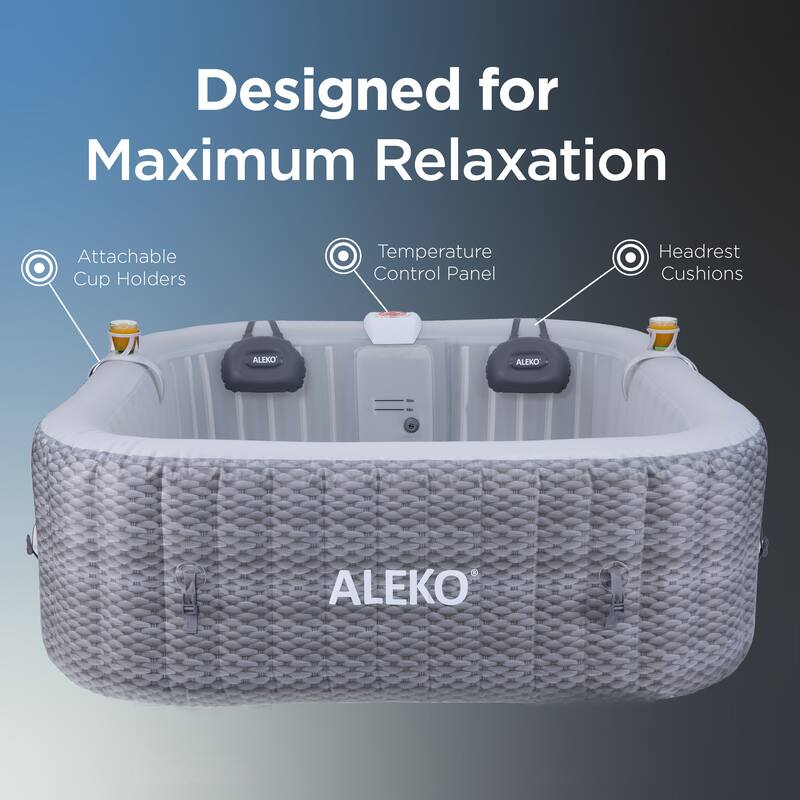 ALEKO Square Inflatable 6 prs Hot Tub Spa with Energy-saving Cover & Jets