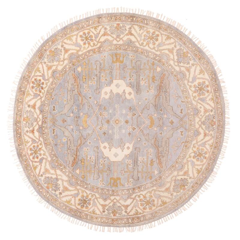 ECARPETGALLERY Hand-knotted Royal Oushak Light Denim Blue Wool Rug - 8'0 x 8'0