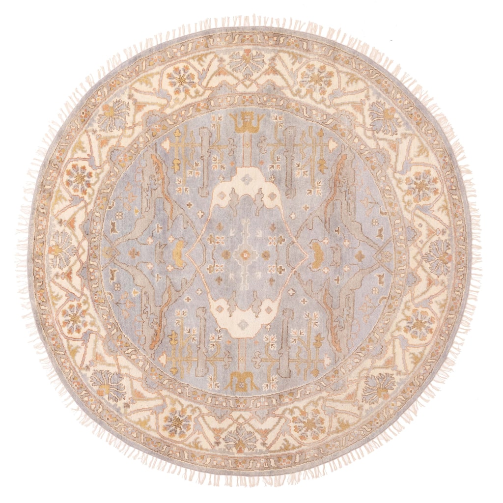 ECARPETGALLERY Hand-knotted Royal Oushak Light Denim Blue Wool Rug - 8'0 x 8'0