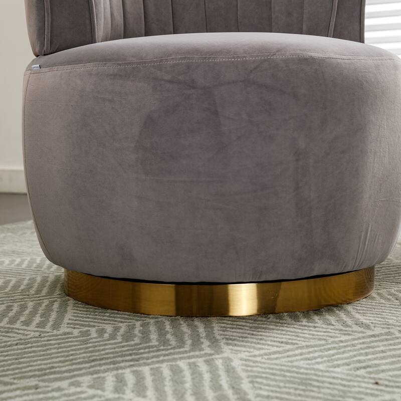 Gray 25.2" Upholstered 360° Swivel Barrel Chair
