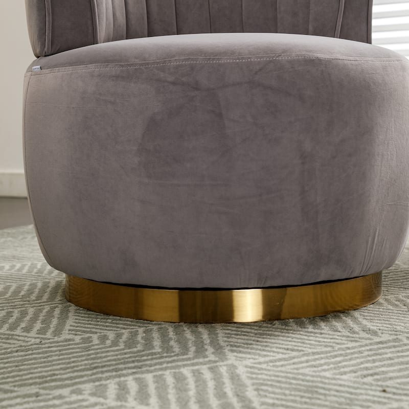 Gray Modern 25.2" Upholstered 360° Swivel Barrel Chair with Wide Upholstered and Sturdy Hardwood Frame