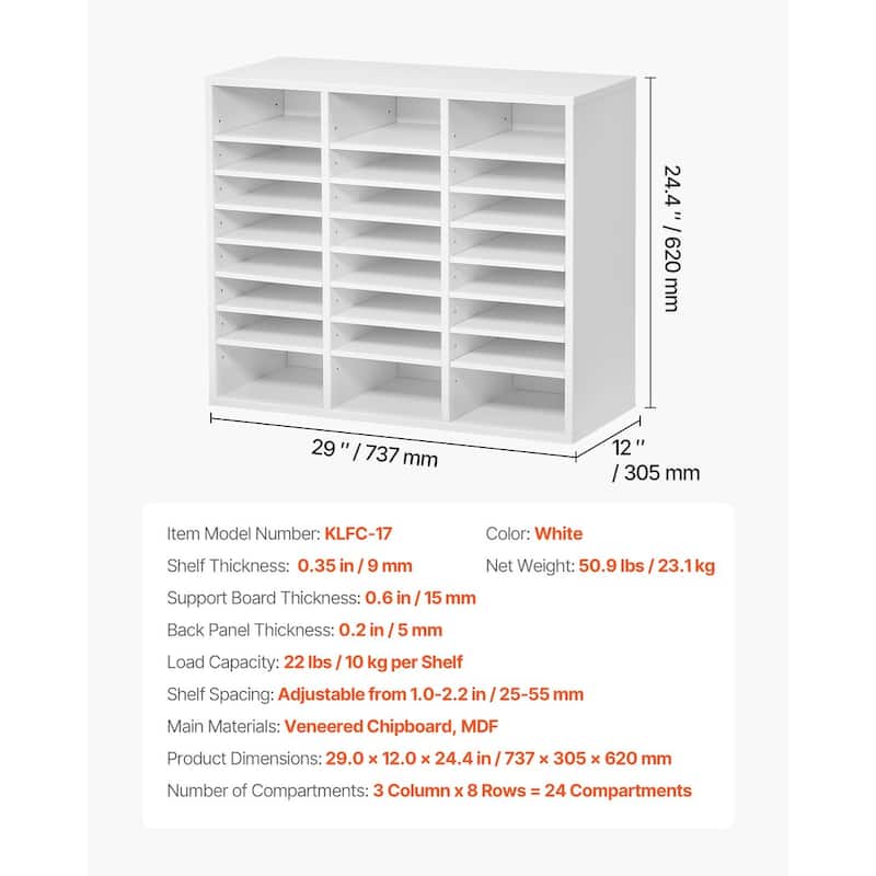 Multi-Purpose Office Literature Organizers with 24 Compartments and Adjustable Shelves Perfect Addition to Any Space