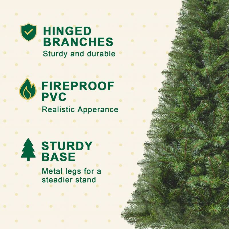 7FT Unlit Artificial Christmas Tree 775 Tips Full PVC Branches Classic Green Metal Stand Indoor