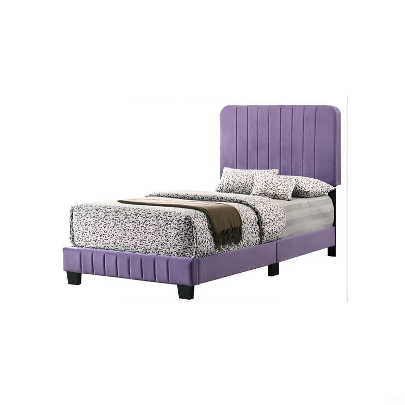 Vibrant Purple Contemporary Twin Bed with Sturdy Frame and Modern Design