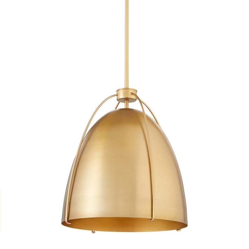 Quorum International 860-1 Jamie 15" Wide Pendant - Matte Black / Aged Brass