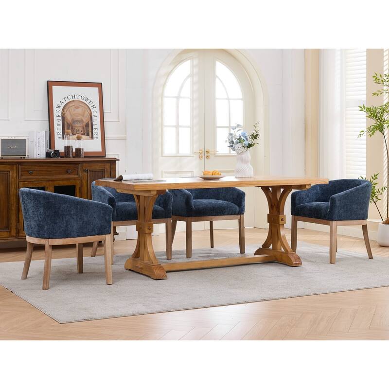 Roomfitters Upholstered Dining Chairs with Barrel Back & Wood Legs, Modern Accent Side Chairs for Kitchen and Living Room