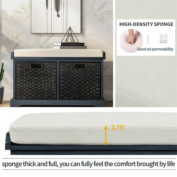 Harper Bright Designs Rustic Storage Bench With 2 Removable Basket On Sale Overstock 32118620 Espresso Log benches | rustic log furniture mountain hewn bench with back. overstock com