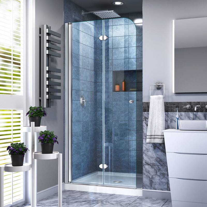DreamLine Aqua Fold 33 1/2 in. W x 72 in. H Frameless Bi-Fold Shower Door - 33.5" W
