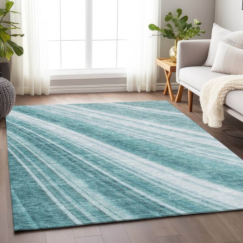 Premium Washable Super Soft Modern Flow Mayfield Rug - Teal - 9' x 12'