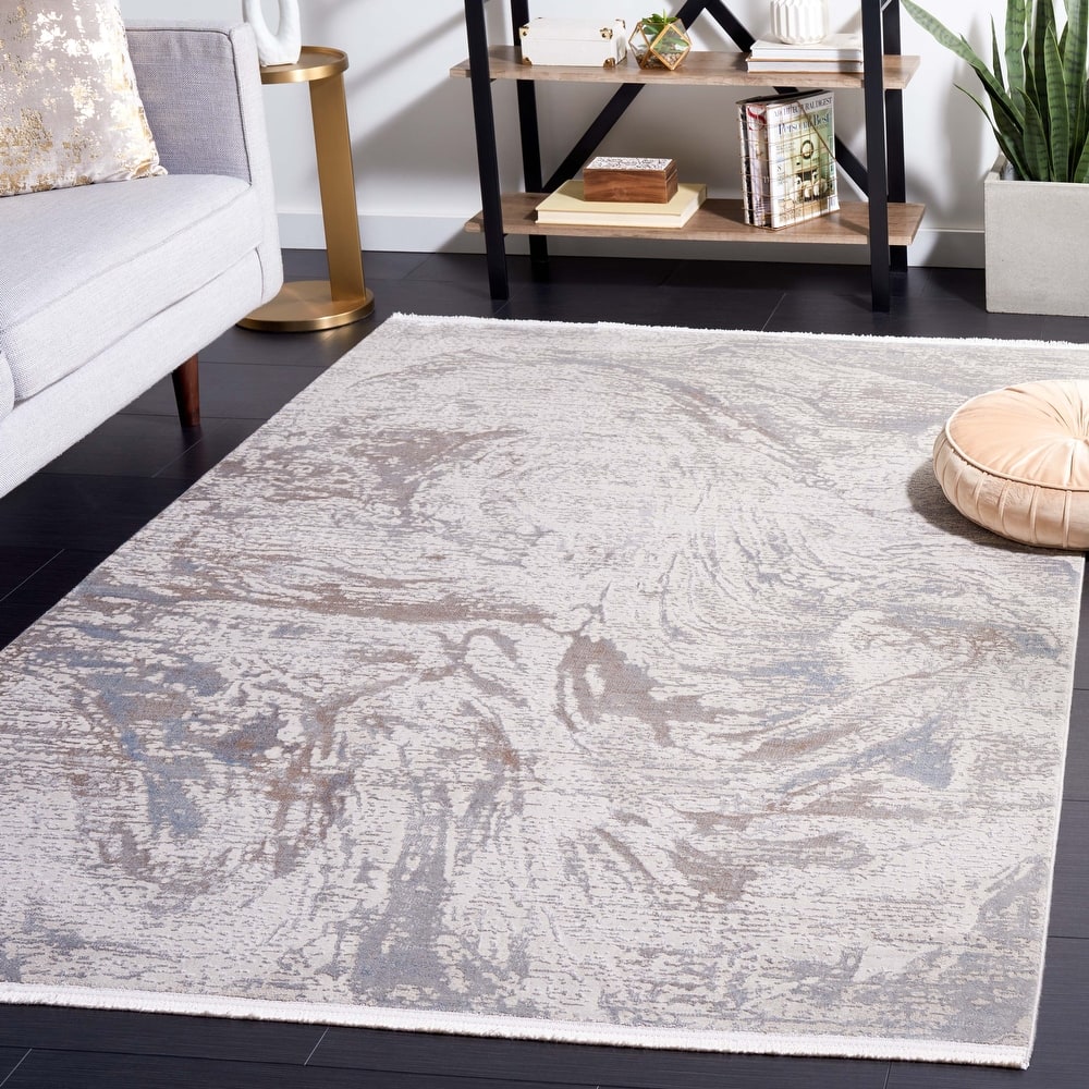 SAFAVIEH Platinum Alexina Modern Abstract Fringe Viscose Rug