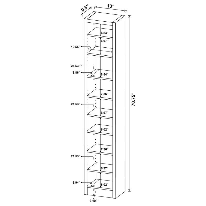 Modern 71-inch 9-shelf Bookcase Brown Cappuccino Home Office Furniture