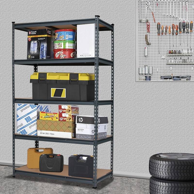 5-tier Metal Shelving Unit Adjustable Garage Storage Utility Rack - 43.3x17.7x70.9Grey