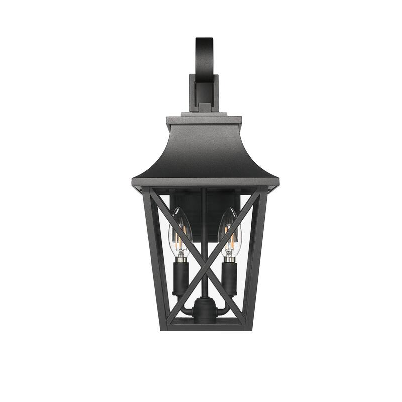 Anmytek Black Outdoor Wall Lantern Weatherproof Coastal Farmhouse Porch Light Clear Glass Exterior Lighting