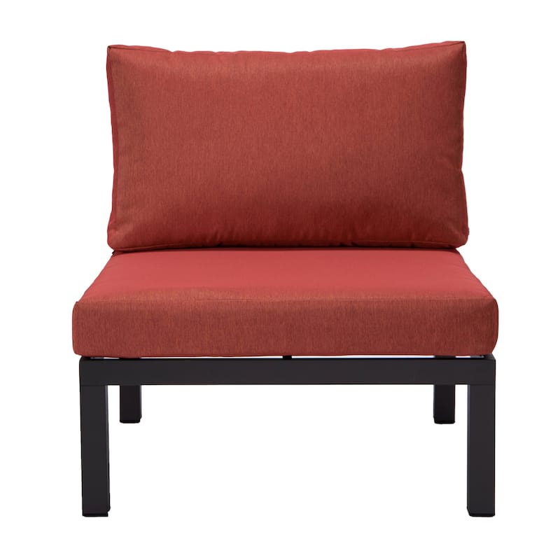 LeisureMod Hamilton 4-Piece Modern Patio Chair Polyester Upholstered Sofa for Indoor Outdoor Porch Garden Backyard Pool