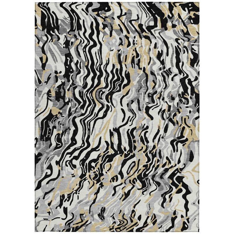 HomeRoots Abstract Transitional Rectangle Outdoor Rug