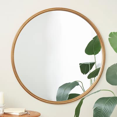 Gold Resin Room Wall Mirror with Twisted Chain Inspired Frame